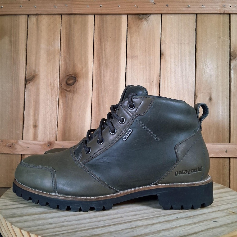 Patagonia Tin Shed 6" Boots Mens 8.5 Gray Leather Waterproof Vibram Ankle Hiking